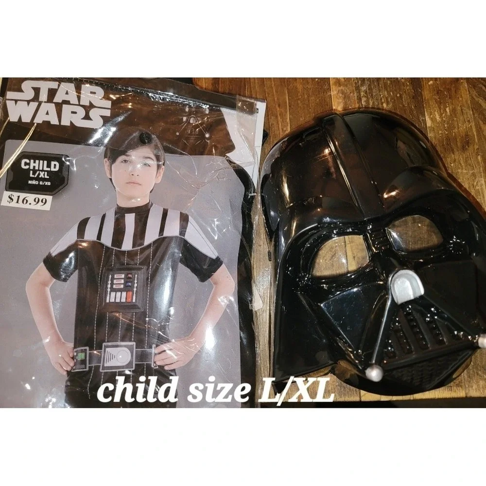 Star Wars Boys Top Halloween Costume Darth Vader Shirt w Mask Size Child L/XL 6